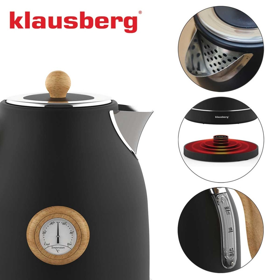 CZAJNIK ELEKTRYCZNY 1,7L Z TERMOMETREM KLAUSBERG KB-7907 RETRO